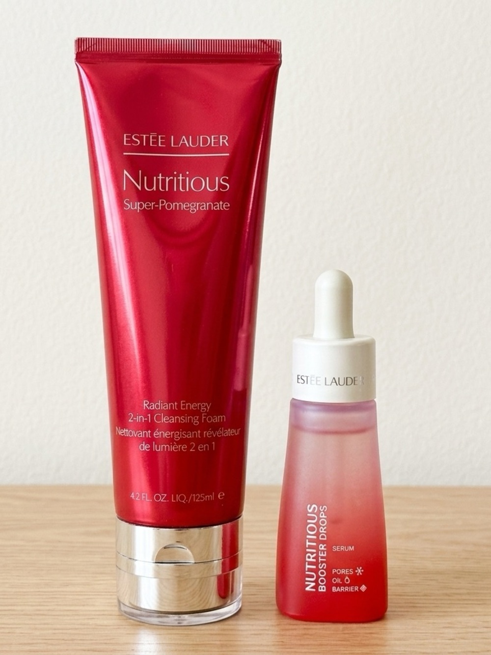 New Estée Lauder Nutritious Cleansing Foam and Booster Drops Serum